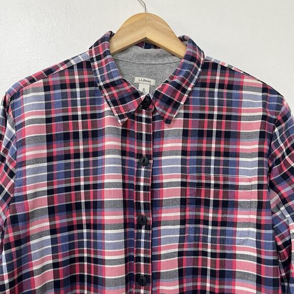 L.L. Bean Fleece Lined Flannel Shirt Jacket Size XL Pink Outdoors Women's - Picture 3 of 8